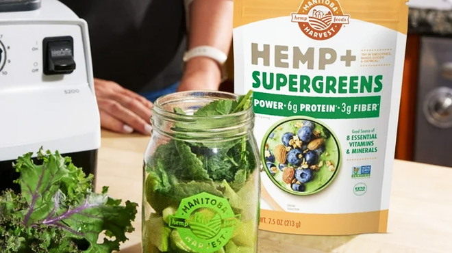 Manitoba Harvest Hemp Supergreens on the Kitchen Counter