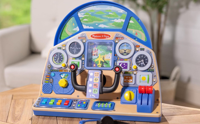 Melissa & Doug Jet Pilot Interactive Dashboard Wooden Toy