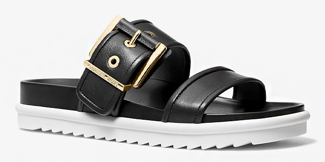 Michael Kors Colby Leather Slide Sandals