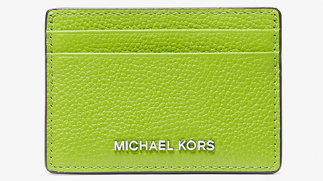 Michael Kors Pebbled Leather Card Case in Pear