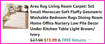 3×5 Area Rug $13.99 At Amazon 