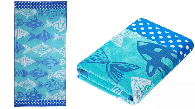 Modern Southern Home Beach Towel Fish Style in Blue Color