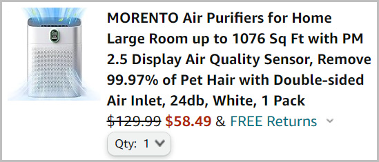Morento Air Purifier at Checkout
