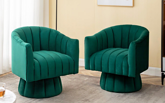 Murrow Velvet Swivel Barrel Chair 2 Pack