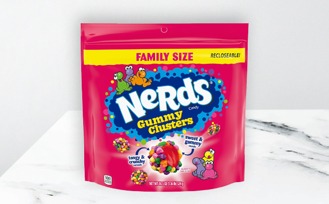 Nerds Gummy Clusters Candy Bag on the Table