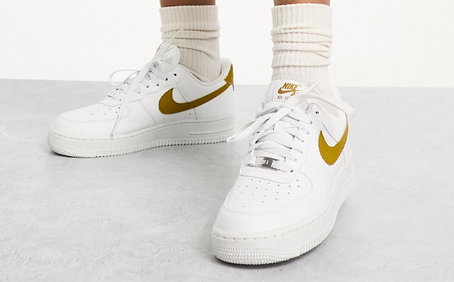 Nike Air Force 1 07 Next Shoes in Whie and Bronze