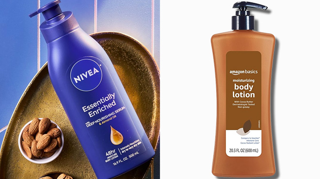 Nivea and Amazon Basics Body Lotions