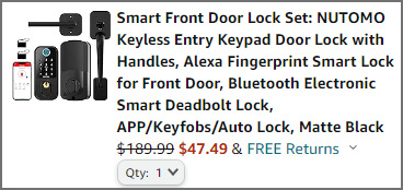 Nutomo Smart Front Door Lock Set at Checkout