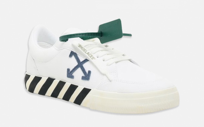 Off White Low Vulcanized Mens Sneakers on a White Background