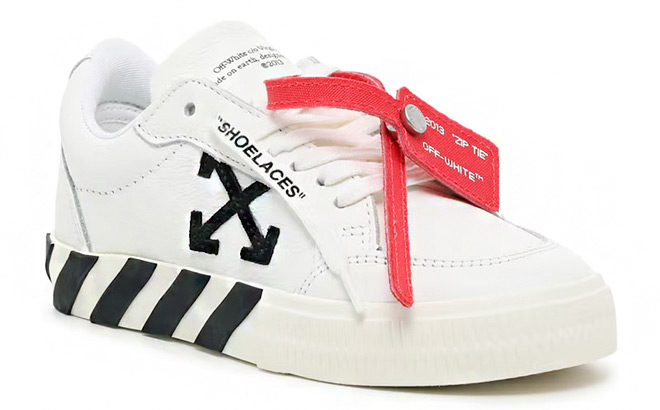 Off White Vulcanized Lace Up Kids Sneakers