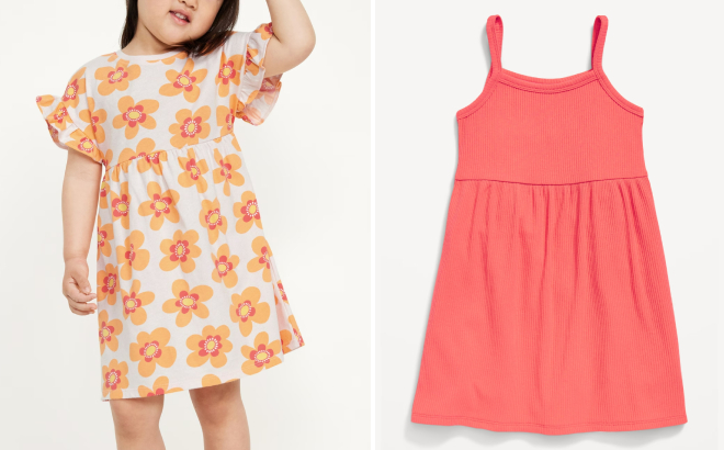 Old Navy Toddler Girls Fit and Flare and Sleeveless Rib Knit Dress Dresses