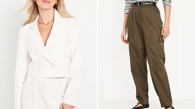 Old Navy Womens Cropped Blazer and Taylor Cargo Pants