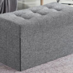 Ornavo Home Foldable Tufted Linen Storage Ottoman Bench 1