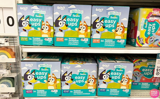Overview of Bluey Easy Ups Training Underwear on the Shelf