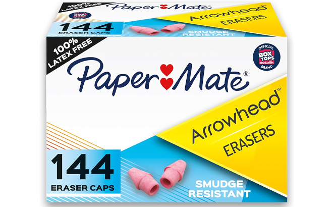 Paper Mate Arrowhead Pink Pearl Cap Erasers 144 Count