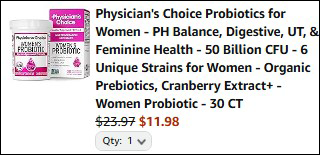 Physicians Choice Final Price at Checkout