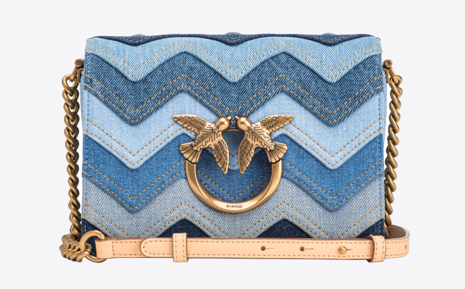 Pinko Mini Love Bag Click Denim Chevron