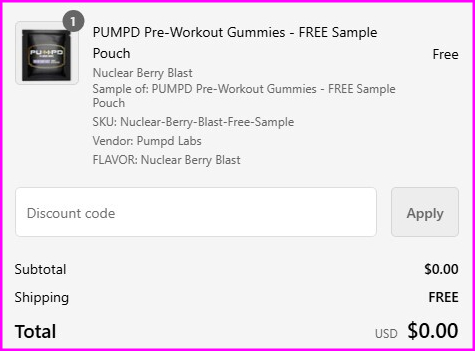 Pumpd Pre Workout Gummies Sample Checkout