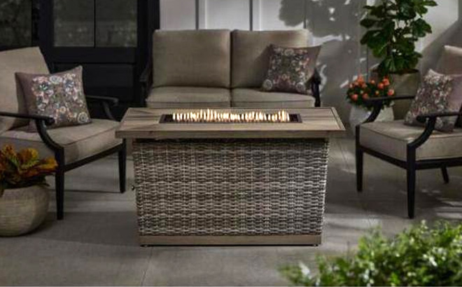 Rectangular Steel Propane Gas Gray Fire Pit