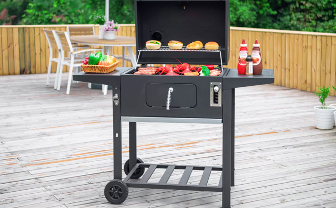 Royal Gourmet Charcoal Grill with Side Shelves