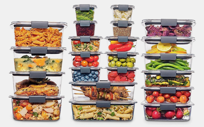 Rubbermaid Brilliance BPA Free 22 Piece Food Storage Containers Set Airtight Leak Proof with Lids for Meal Prep Lunch