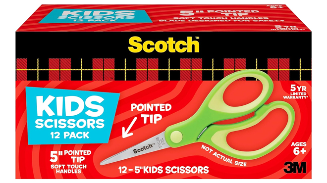 Scotch 5 Inch Soft Touch Blunt Tip Kids Scissors 12 Count