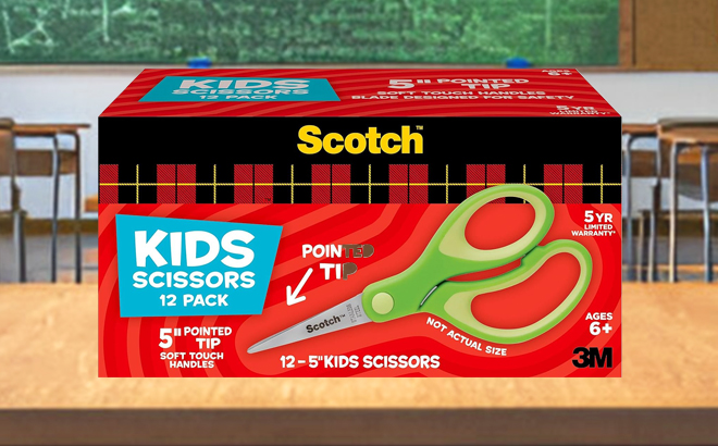 Scotch Kids Scissors 12 Pack on a Desk 1