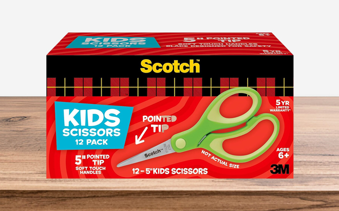 Scotch Kids Scissors 12 Pack on a Table