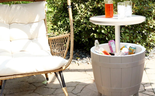 Serving Station Cart Cooler in Driftwood