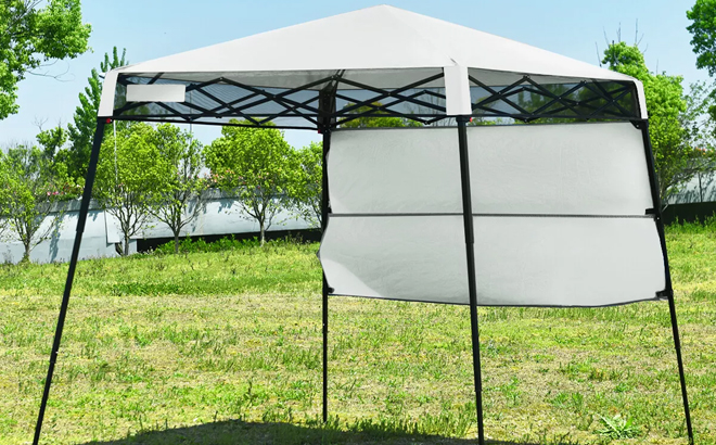 Slant Leg 7x7 Pop Up Canopy with Carrying Bag in White