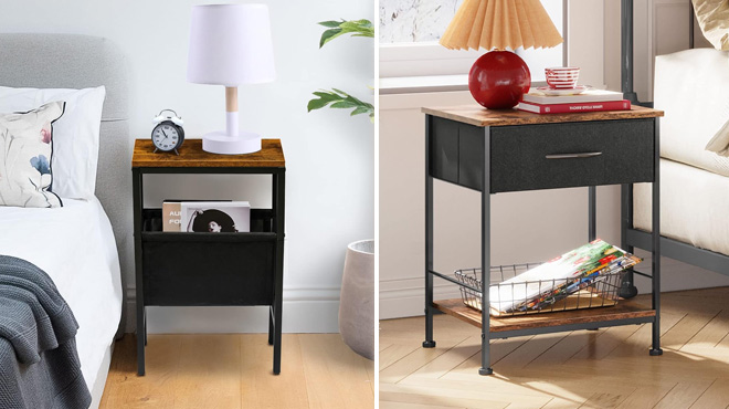 Small End Tables and Side Table with Fabric Storage Drawer