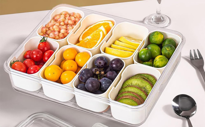 Snack Box Container on a Table with Fruits in it