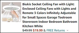 Socket Ceiling Fan with Light Checkout