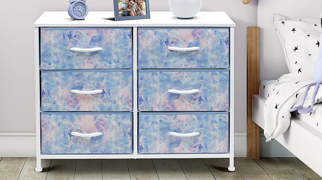 Sorbus 6 Drawer Storage Cube Dresser in Tie Dye Color