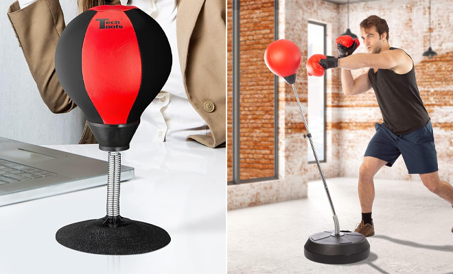 Tech Tools Desktop Punching Bag and Punching Bag with Stand