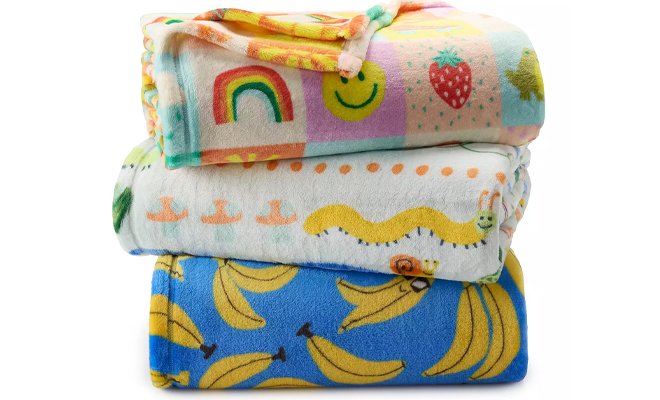 The Big One Kids Oversized Supersoft Plush Throw in Three Patterns