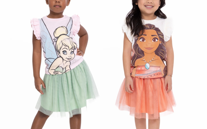 Tinkerbell and Disney Princess Moana Toddler Girls 2 Piece Sets