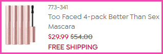 Too Faced Better Than Sex Mascara 4 Pack at Checkout
