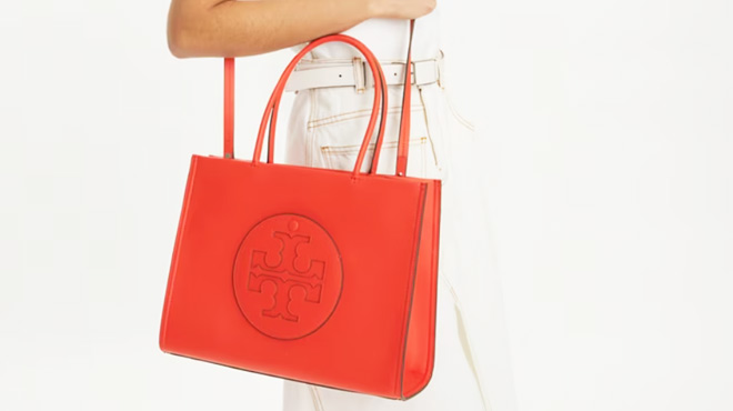 Tory Burch Small Ela Bio Tote Poppy Red