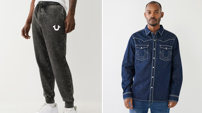 True Religion Mens Joggers and Denim Shirt