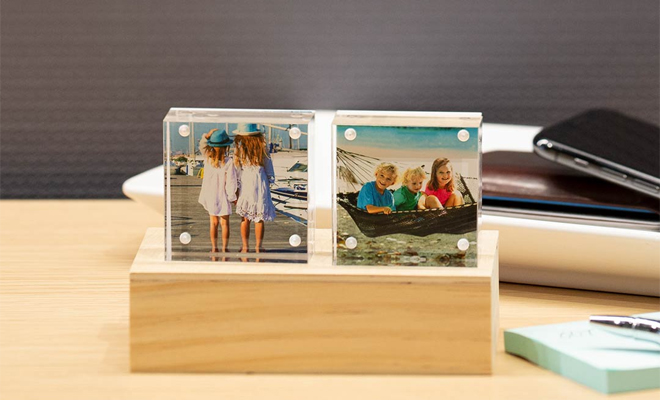 Two 2x2 Acrylic Photo Blocks on a Table