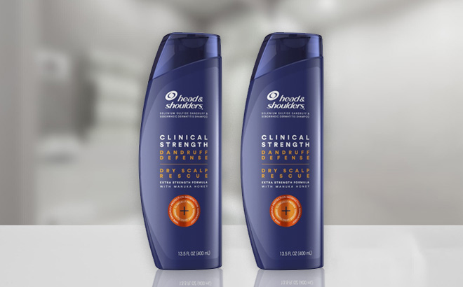 Two Head Shoulders Clinical Strength Dry Scalp Rescue Shampoos on the Table
