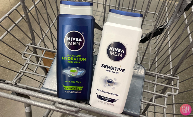 Two Nivea Mens Body Wash Bottles in a Cart at Walgreens