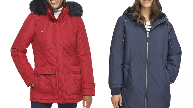 Two Women Wearing Tommy Hilfiger Diamond Quilt Jacket and Diamond Quilt Puffer Coat