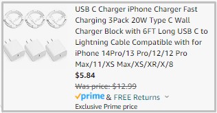 USB C Charger Amazon Checkout Screenshot