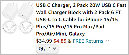 USB C Chargers at Checkout