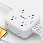 USB Surge Protector Power Strip Extension Cord with 8 Outlets 4 USB Ports and 3 Side Outlet Extenders