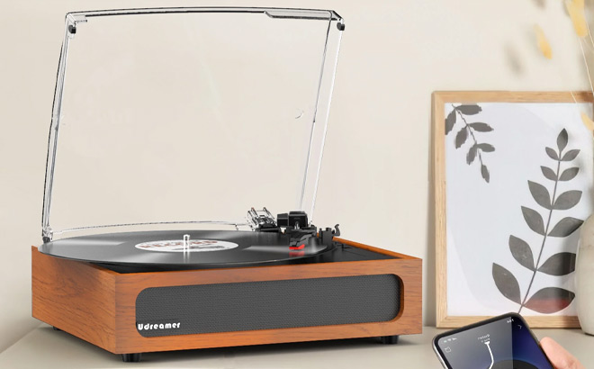 Udreamer Vinyl Record Player on a Table