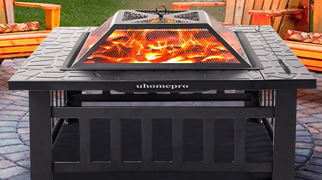 Uhomepro 32 Inch Fire Pit Table