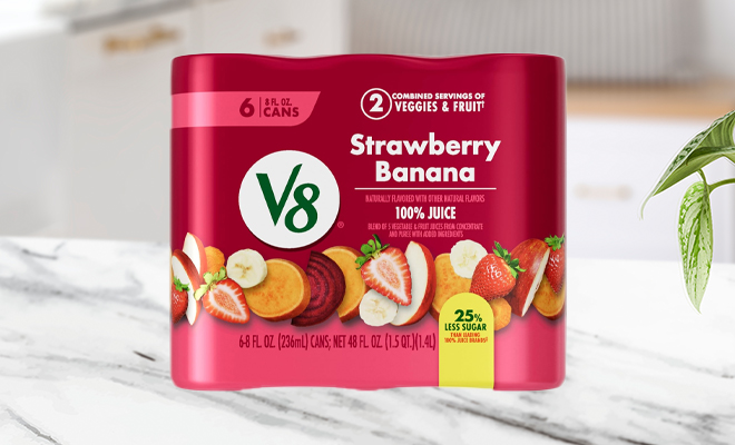 V8 Strawberry Banana 100 Fruit and Vegetable Juice 6 Pack